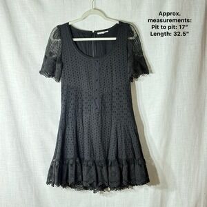 Maia Bergman Black Eyelet Lace Mini Dress S Cottage Romantic Whimsigoth Coquette
